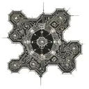 An intricate constellation map incorporating circuit board patterns tattoo design idea