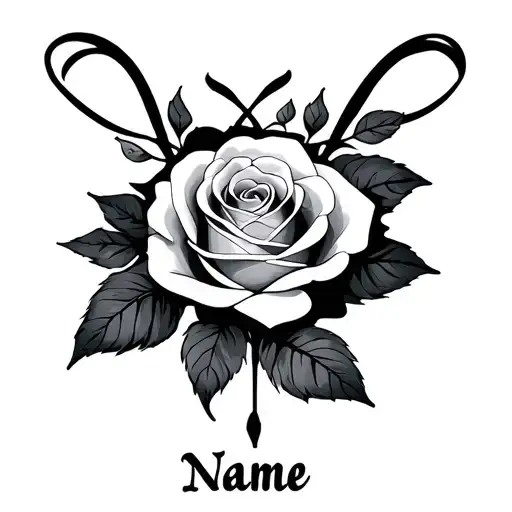 infinity with name written (name: rose) tattoo design idea