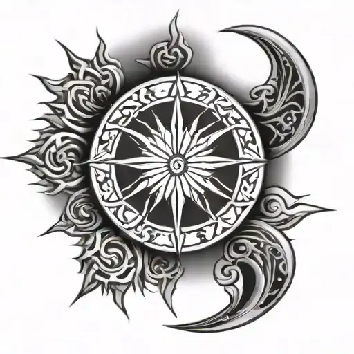 godsmack tribal sun moon stars tattoo design idea