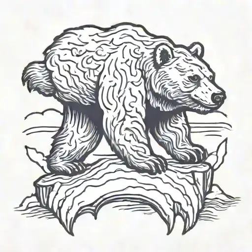 bear climbing iceberg tattoo design idea