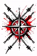 3 crosses, compass, chains tattoo design idea