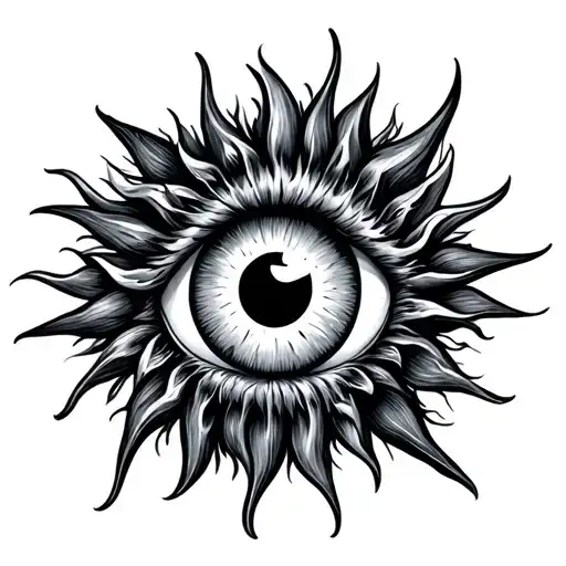 sun evil eye tattoo design idea