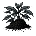 minimalist plant in soil tattoo design idea