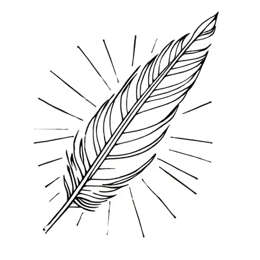 best friend geometric Raven feather in sunbeam tattoo design idea
