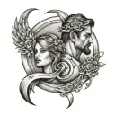 dad and daughter with gemini and sagittarius sign tattoo design idea