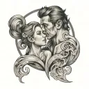 dad and daughter with gemini and sagittarius sign tattoo design idea