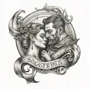dad and daughter with gemini and sagittarius sign tattoo design idea