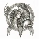 dad and daughter with gemini and sagittarius sign tattoo design idea