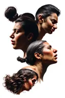 three separate heads with different emotions  tattoo design idea