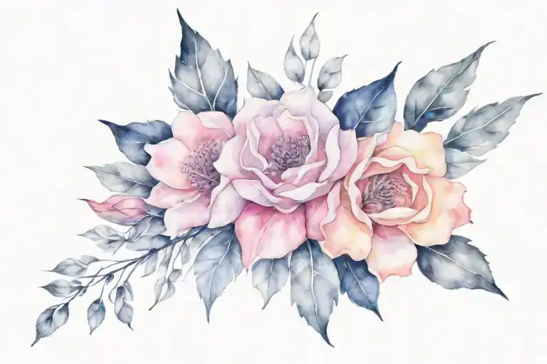 Collarbone goth emo feminine flowers tattoo design idea