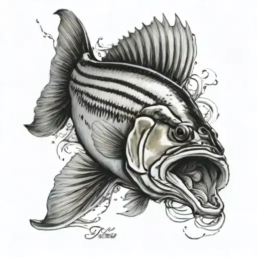 striped bass fish tattoo design idea