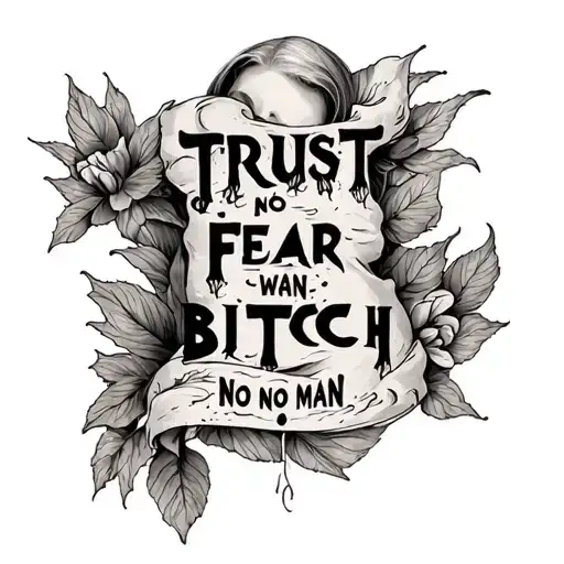trust no bitch fear no man tattoo design idea