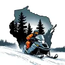 snowmobiling wisconsin outline with trees tattoo design idea