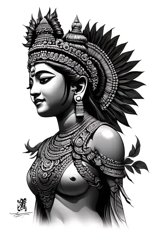 Cambodian Apsara Dancer tattoo design idea