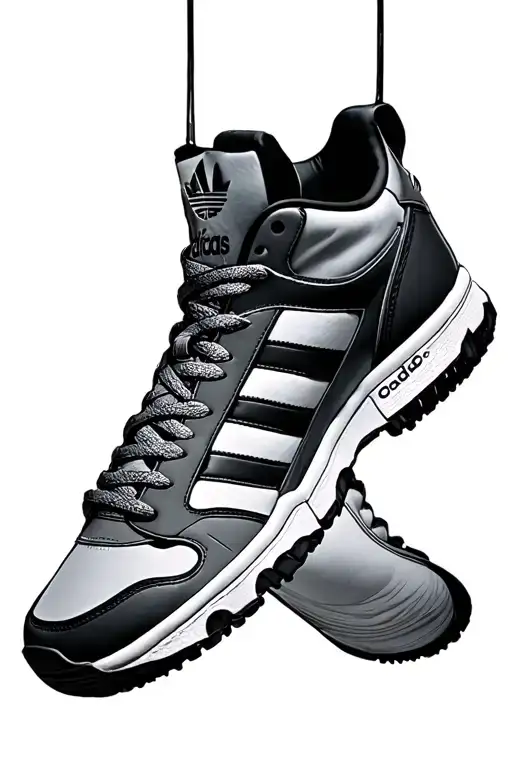 grey adidas sneakers hanging tattoo design idea