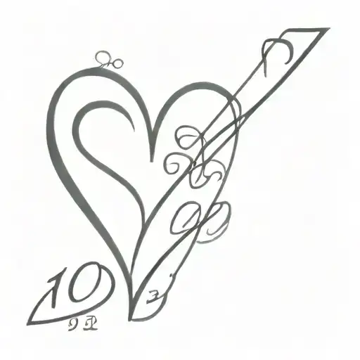 heart, anniversary date 10.8.2013 tattoo design idea