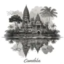 cambodia scenery tattoo design idea