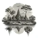 cambodia scenery tattoo design idea