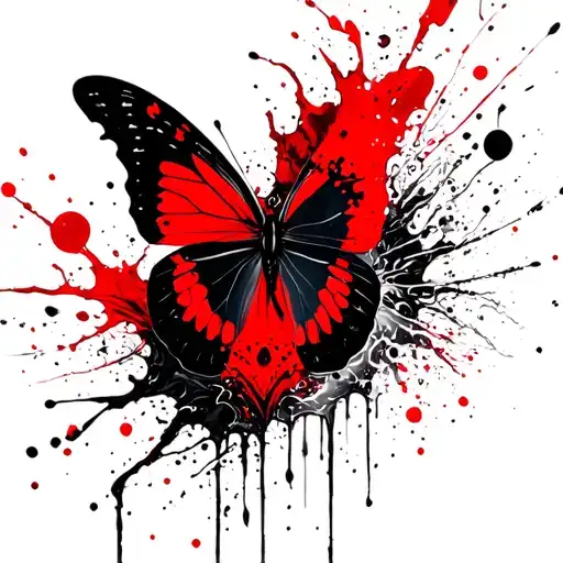 butterlfy stroke and kanagawa wave tattoo design idea