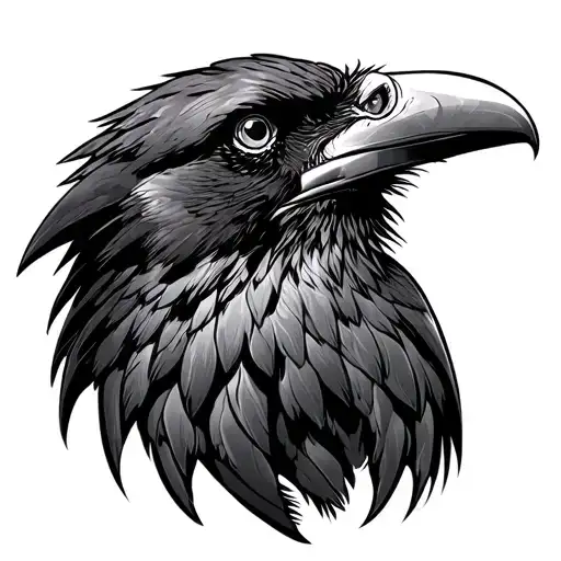 Raven looking inquisitive tattoo design idea
