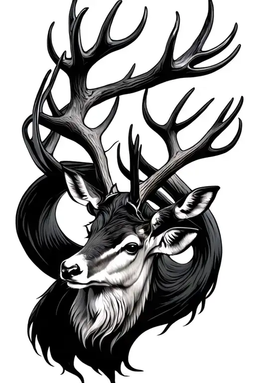 antlers intertwined tattoo design idea
