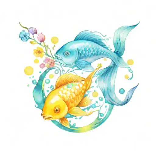 Pisces and gamer tattoo design idea