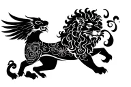 wings and lion tattoo design idea
