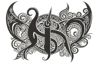 QOS symbol integrated Snowbunny m joined together tattoo design idea