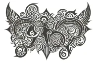 QOS symbol integrated Snowbunny m joined together tattoo design idea