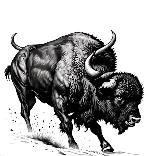 Buffalo Running Into The Storm tattoo design idea