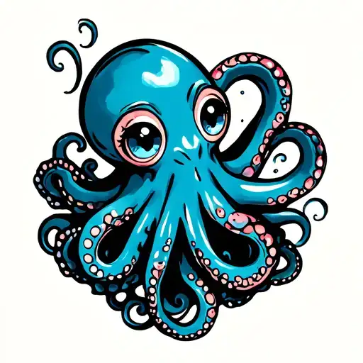 cute octopus tattoo design idea