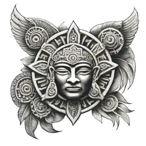 beautiful Exotic Mayan style Ethiopian christian chest piece tattoo design idea