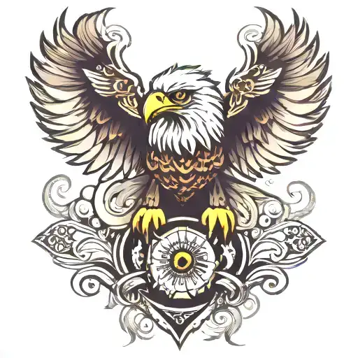 eagle knife eye tattoo design idea