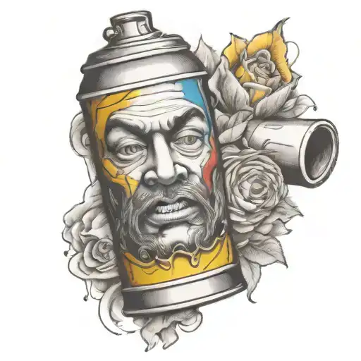 spray can with face tattoo design idea