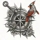 cardinal with compass rose and proverbs 3:6 tattoo design idea