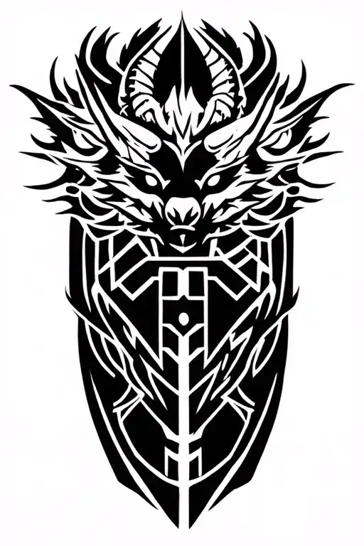 mythical creature by blending the Japanese word for Dragon (Ryū - pronounced somewhat like "Roo" or "Rou") with the conc tattoo design idea