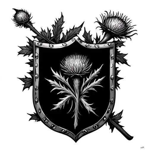 thistle with Scottish shield  tattoo design idea