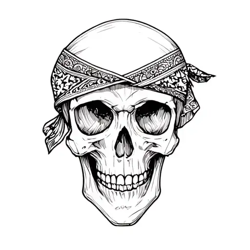 skull with bandana tattoo design idea
