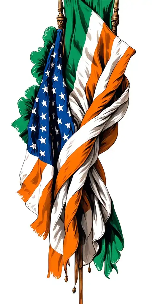 Irish American flag intertwined within tattoo design idea