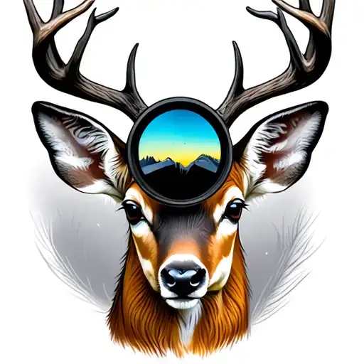 realistic sniper sight pointed at baby deer head tattoo design idea
