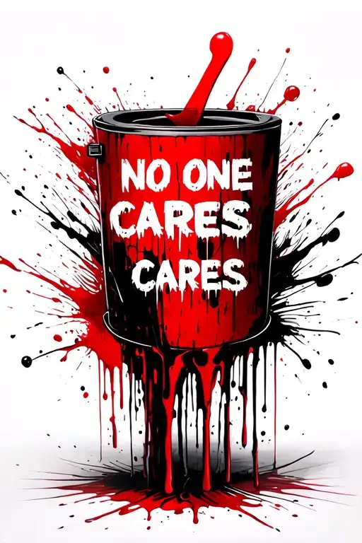“No one cares” blood dripping tattoo design idea