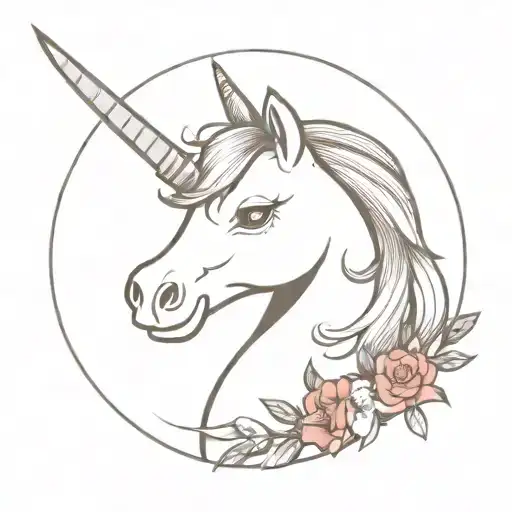 cute unicorn holding a bloody knife tattoo design idea