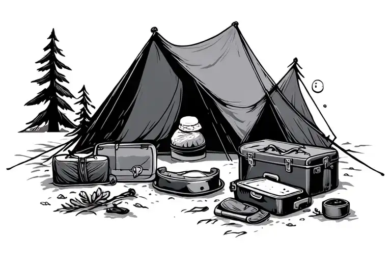 travel tattoos camping suitcase tattoo design idea