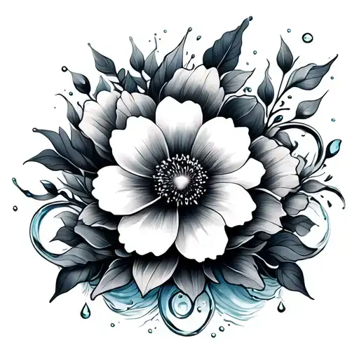 Floral Design: A floral design that includes elements of water (like waves or droplets), reflecting both her artistic si tattoo design idea