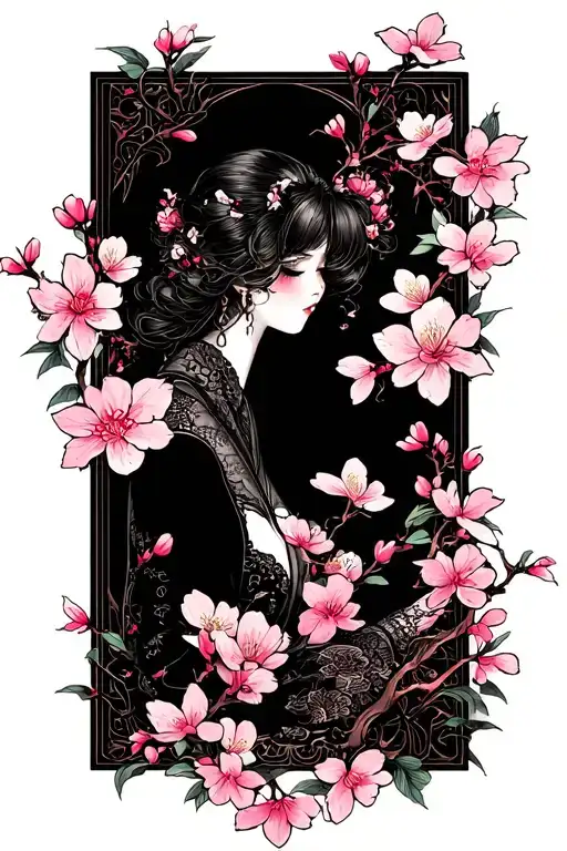 Huge Boobs, Cleavage, Petite, Lingerie, cherry blossoms tattoo design idea