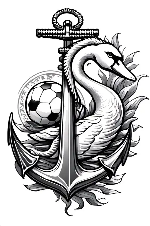 Anchor; Sea; Swan; football; Barcelona tattoo design idea