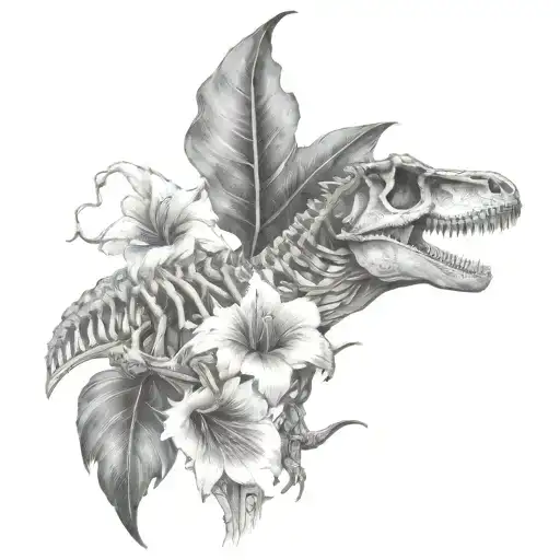 tyrannosaurus skeleton tattoo design idea