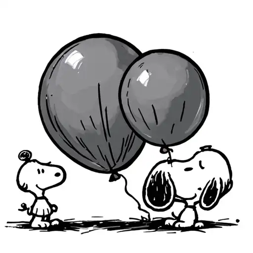 snoopy letting go of a balloon sadly tattoo design idea