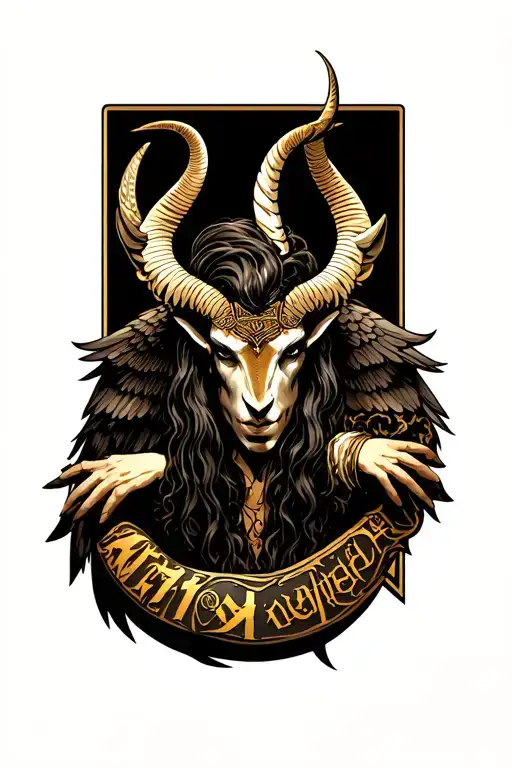 arcangel Uriel with capricorn zodiac sign tattoo design idea