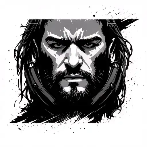 maelstrom gang member face from cyberpunk 2077 tattoo design idea